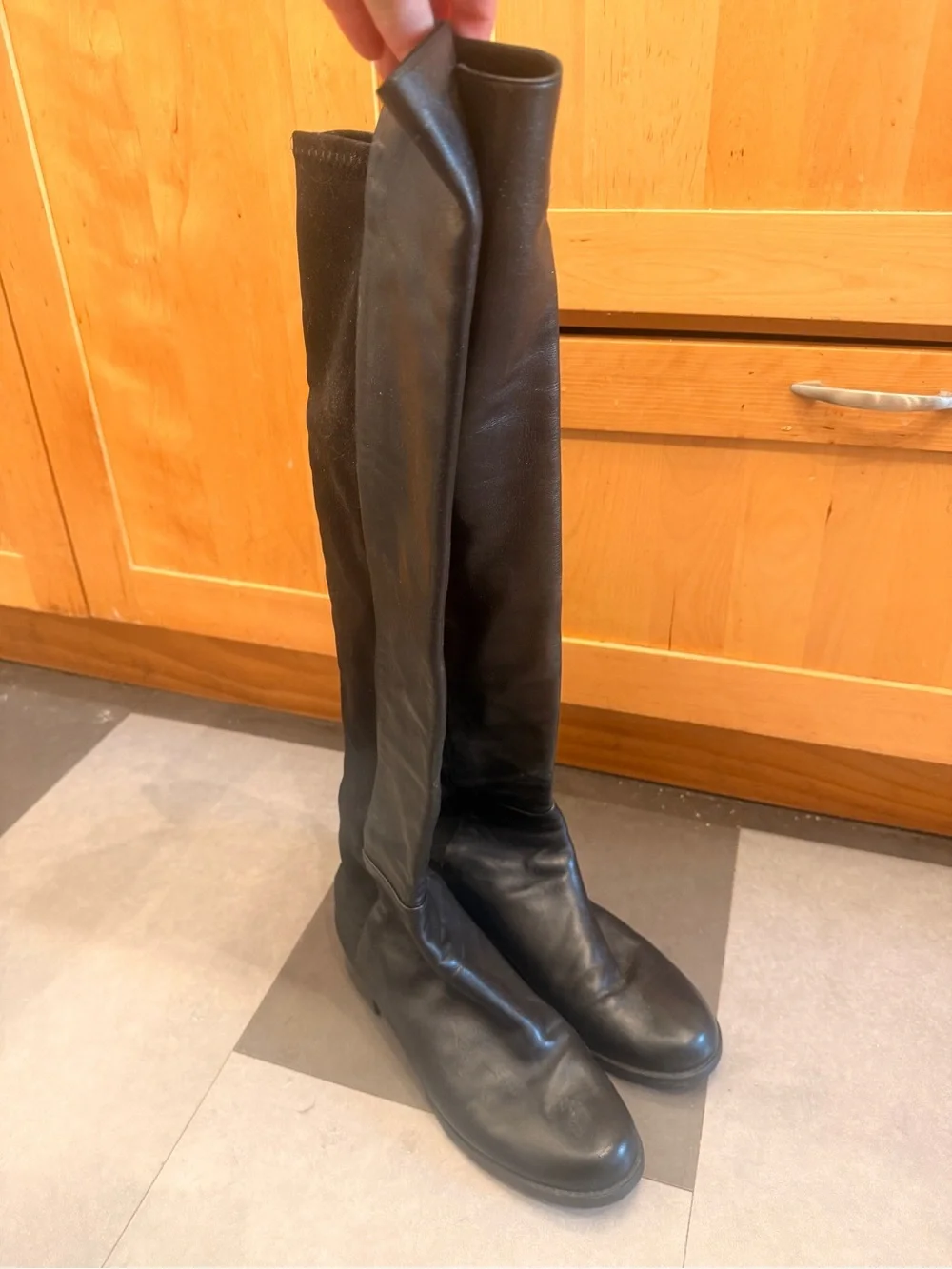 Stuart Weitzman 5050 Over-the-Knee Black Stretch Boots